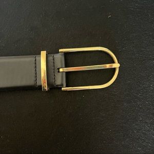 Auxiliary thin leather belt with gold hardware $35